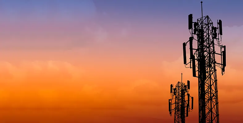 Digital image of two telecommunication tower 