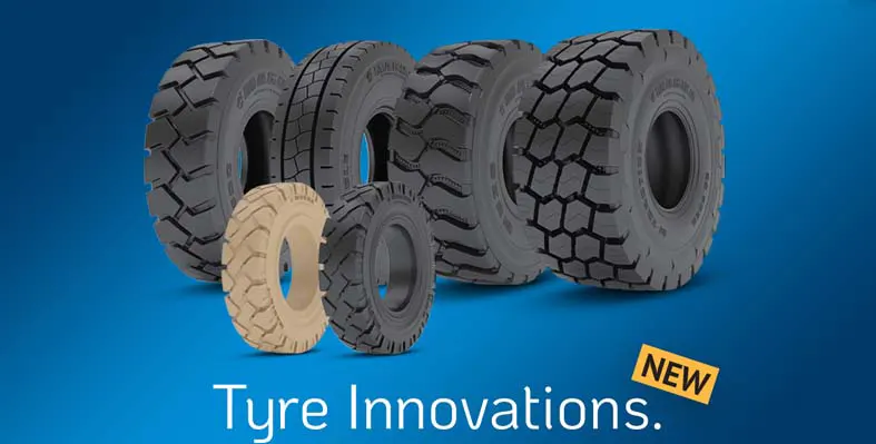 The new tyre products from Magna Tyres against a blue background with 'Tyre Innovations' along the bottom.