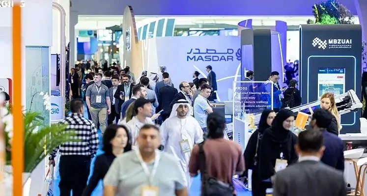 Participants walking around stands at WFES.